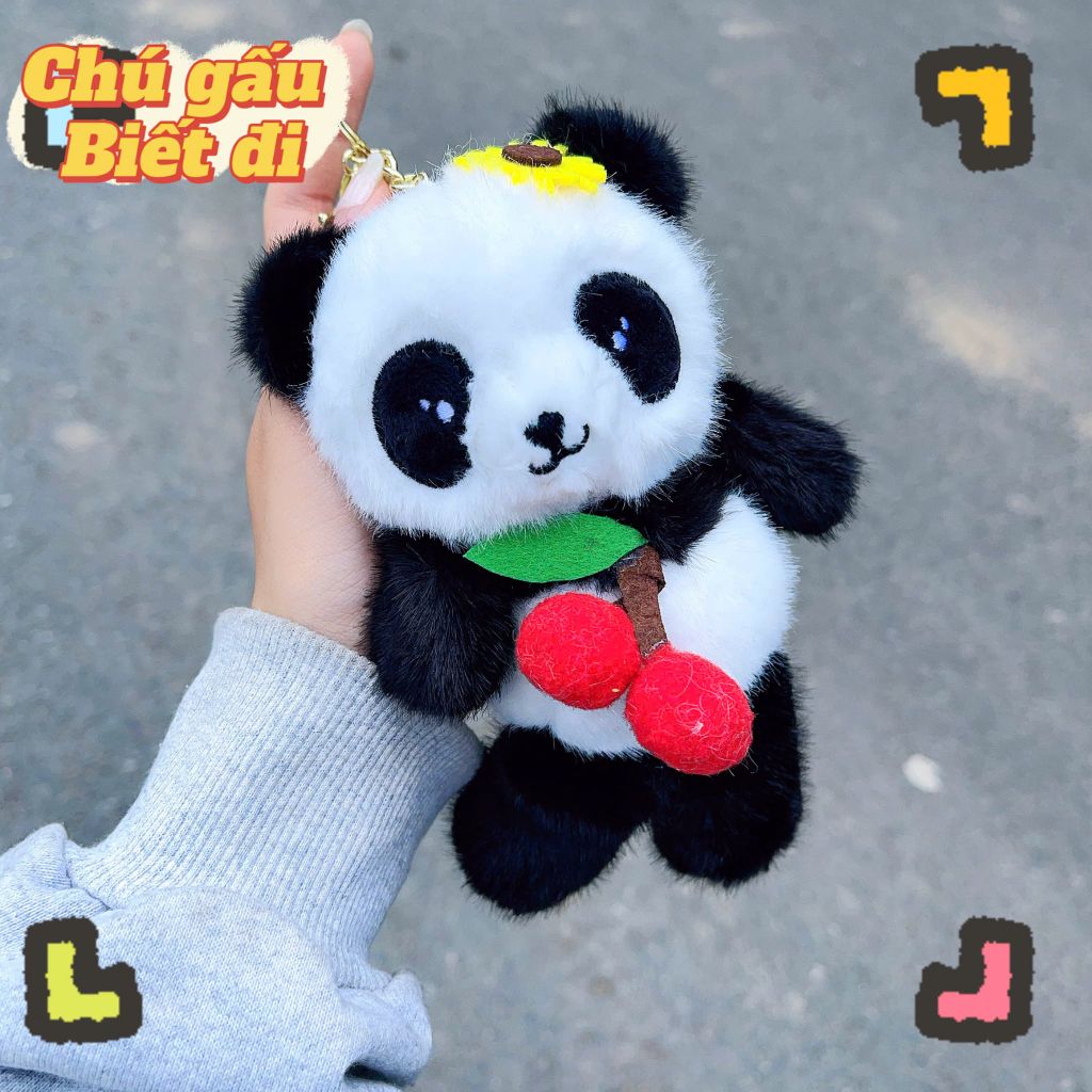 ** Móc khóa bông gấu trúc chạy