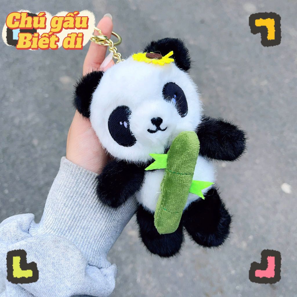 ** Móc khóa bông gấu trúc chạy