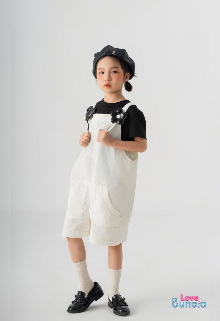 LE06 - Yếm vải thô Hàn cao cấp cho bé gái
