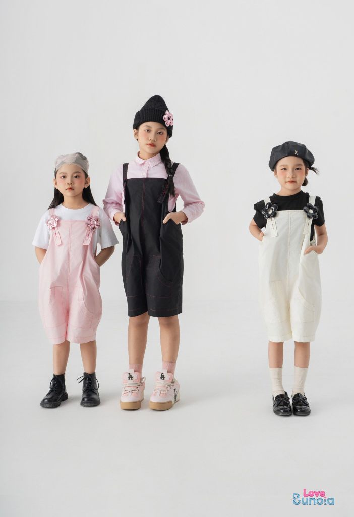 LE06 - Yếm vải thô Hàn cao cấp cho bé gái
