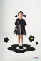 LE20 - Váy Sequin có tay cổ sen cho bé gái