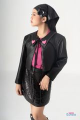 LE13 - Áo khoác da cổ vest cho bé gái