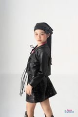 LE13 - Áo khoác da cổ vest cho bé gái