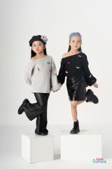 LE24 - Quần da ống loe cho bé gái