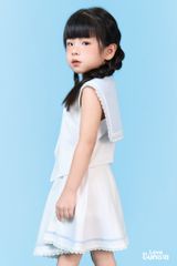 LE47 - Áo gile màu trắng cổ thủy thủ cho bé gái