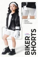 LE09 - Quần biker shorts trắng dáng ngắn cho bé gá