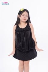 LE097/098 - Set bộ Áo bí Organza nơ mix cùng chân váy chấm bi