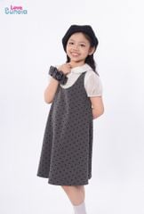 LE107/108 - Set bộ Áo sơ mi tay bồng kèm Váy chữ A chấm bi