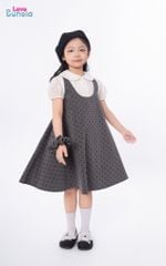 LE107/108 - Set bộ Áo sơ mi tay bồng kèm Váy chữ A chấm bi