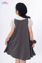 LE107/108 - Set bộ Áo sơ mi tay bồng kèm Váy chữ A chấm bi