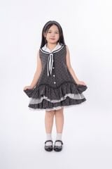 LE120 - Đầm Váy cổ thủy thủ xếp bèo nhiều tầng chấm bi