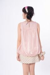 LE097/098 - Set bộ Áo bí Organza nơ mix cùng chân váy chấm bi