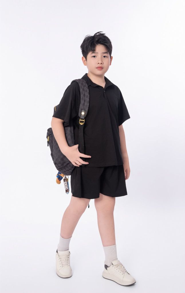 LE111/112 - Set bộ Áo polo cộc tay mix cùng Quần shorts cùng màu vải Cotton