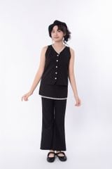 LE105/106 - Set bộ Gile mix cùng Quần váy ống loe vải chấm bi
