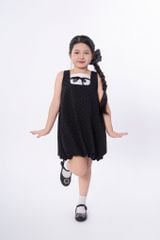 LE104 - Đầm Váy bí vải chấm bi phối nơ thủ công