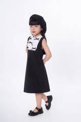 LE103 - Đầm Váy chữ A vải chấm bi đính nơ thủ công