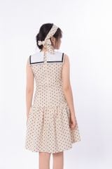 LE102 - Đầm Váy cổ thủy thủ phối nơ vải chấm bi
