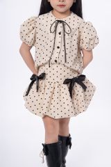 LE099/100 - Set bộ Sơ mi tay bồng mix cùng Chân váy chấm bi