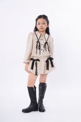 LE100/101 - Set bộ Sơ mi dài tay mix cùng Chân váy chấm bi