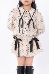 LE100/101 - Set bộ Sơ mi dài tay mix cùng Chân váy chấm bi