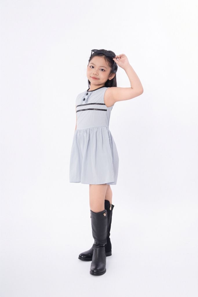 LE113 - Đầm Váy sát nách vải gió Baby blue