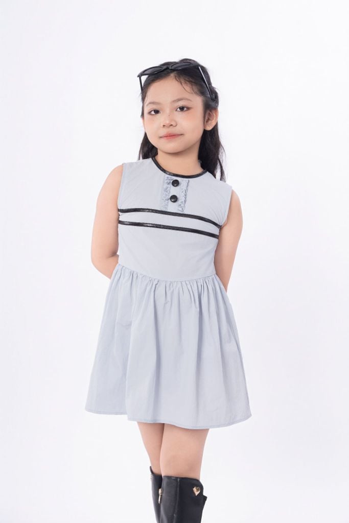 LE113 - Đầm Váy sát nách vải gió Baby blue