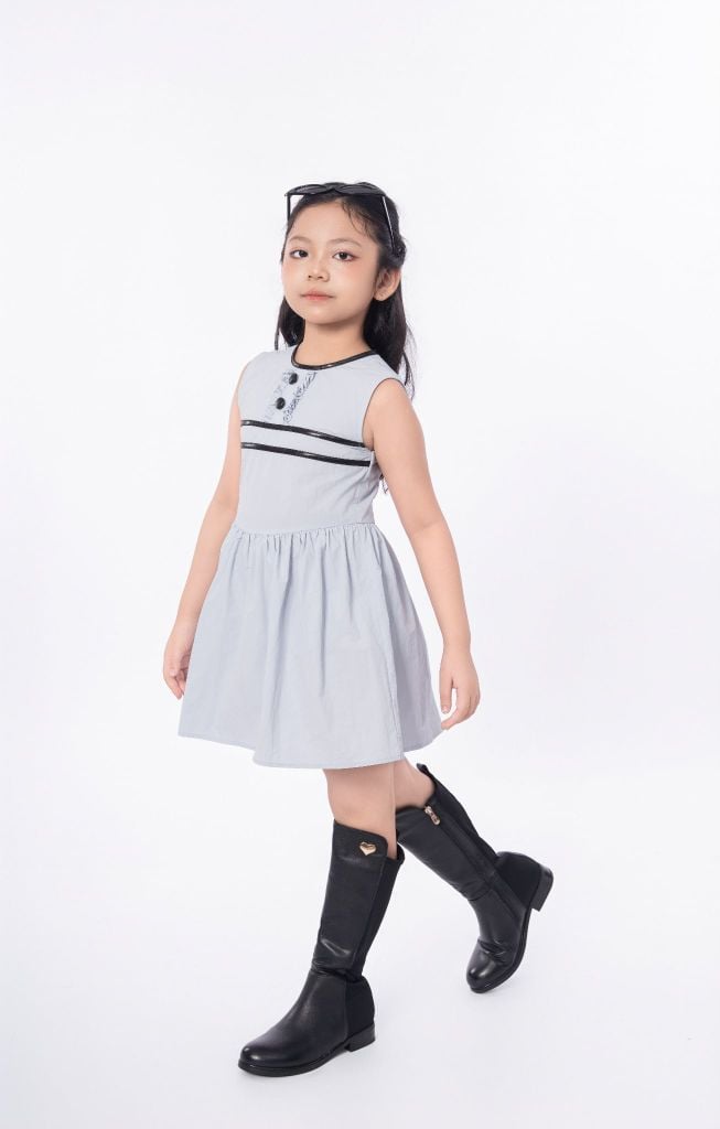 LE113 - Đầm Váy sát nách vải gió Baby blue