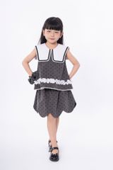 LE109/110 - Set bộ Áo thủy thủ kèm Váy cánh hoa chấm bi