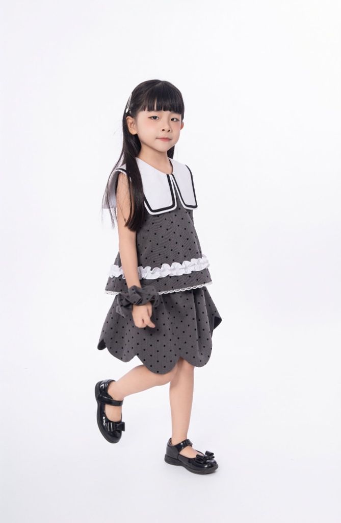 LE109/110 - Set bộ Áo thủy thủ kèm Váy cánh hoa chấm bi