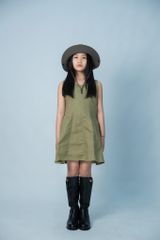 LE01 - Váy đi chơi cho bé gái vải thô Hàn cao cấp không tay thoáng má