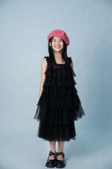 LE02 - Váy đi chơi bé gái xếp tầng vải voan