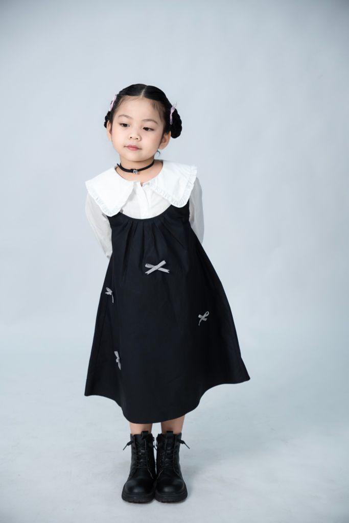 LE04 - Váy hai dây bé gái gắn nơ nhỏ xinh xắn