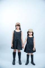 LE01 - Váy đi chơi cho bé gái vải thô Hàn cao cấp không tay thoáng má