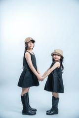 LE01 - Váy đi chơi cho bé gái vải thô Hàn cao cấp không tay thoáng má