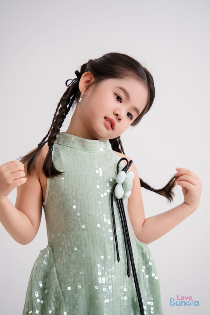 LELH7 - Váy Yếm Dạ hội Sequin Bí bé gái