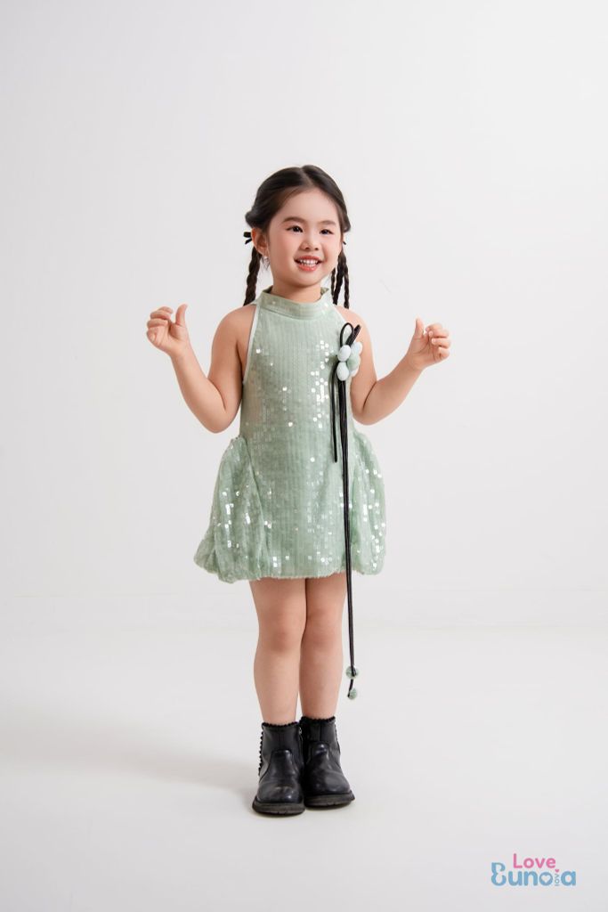 LELH7 - Váy Yếm Dạ hội Sequin Bí bé gái