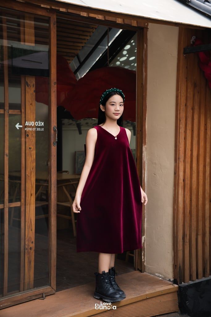 LELH8 - Váy Dạ Hội Nhung Bom Dài bé gái