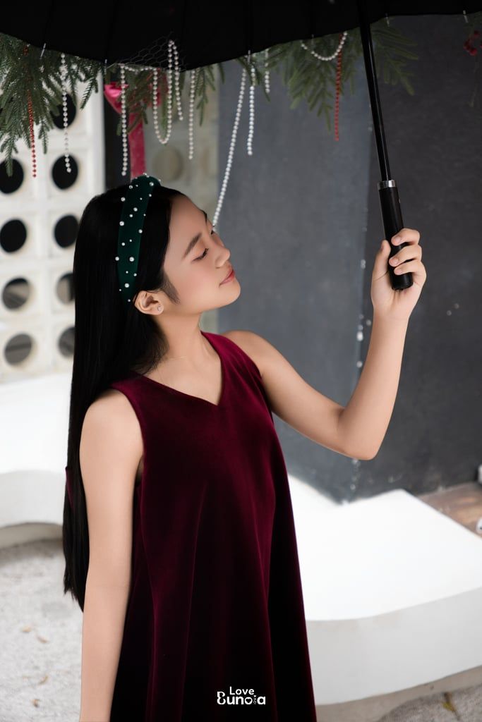 LELH8 - Váy Dạ Hội Nhung Bom Dài bé gái