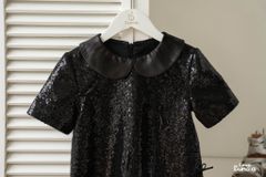 LE20 - Váy Sequin có tay cổ sen cho bé gái