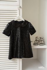 LE20 - Váy Sequin có tay cổ sen cho bé gái