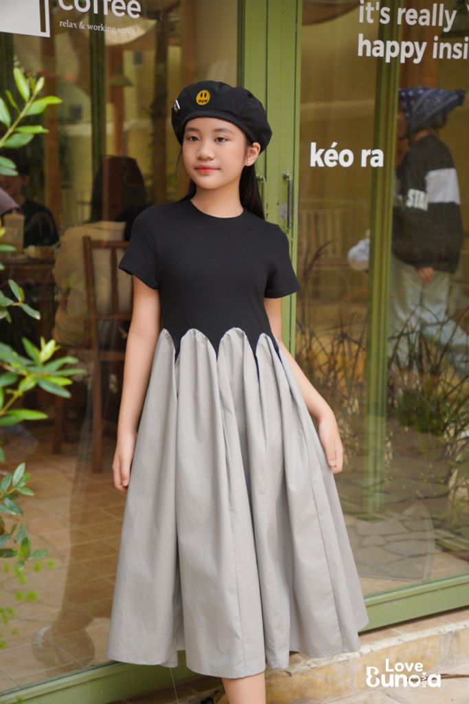 LE37 - Váy dài nhều múi cho bé gái