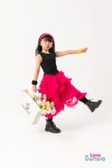 LE03 - Chân váy đi chơi bé gái vải voan xếp tầng