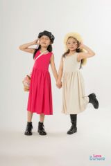 LE32 - Váy liền thân có nơ buộc cho bé gái