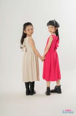 LE32 - Váy liền thân có nơ buộc cho bé gái
