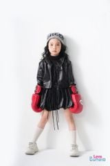 LE13 - Áo khoác da cổ vest cho bé gái