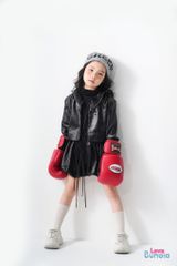 LE13 - Áo khoác da cổ vest cho bé gái