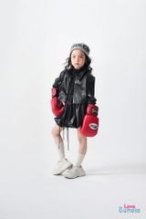 LE13 - Áo khoác da cổ vest cho bé gái