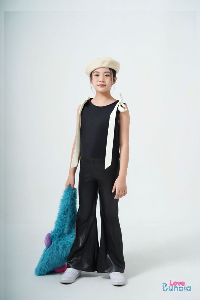 LE05 - Áo croptop dây nơ vai bé gái xinh xắn