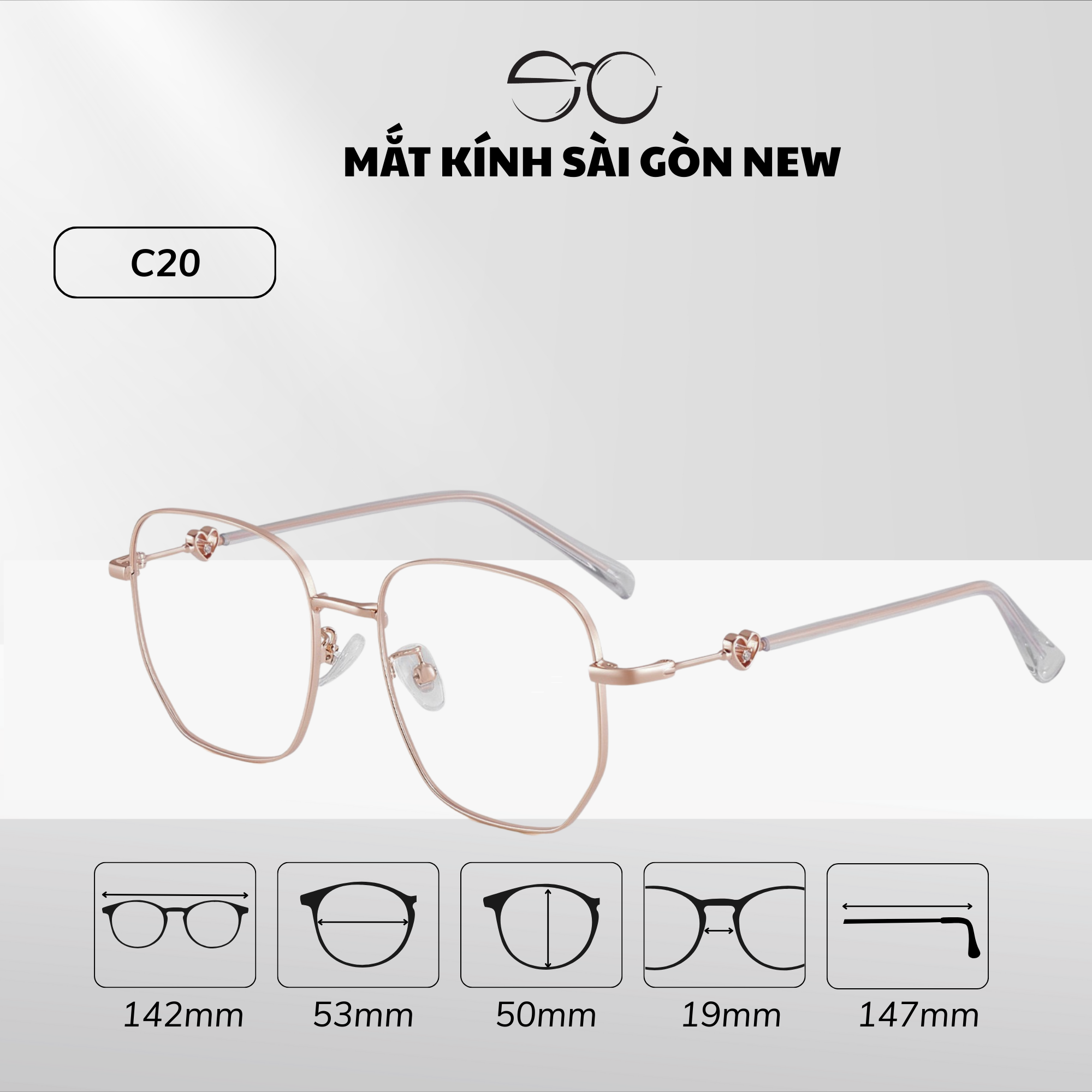  Gọng kính Kim loại Đa giác Lớn Nam nữ Unisex SGNew 34906 