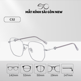  Gọng kính Kim loại Đa giác Lớn Nam nữ Unisex SGNew 34906 